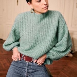 Sézane Orlic Jumper, Knit Sweater, Almond Green